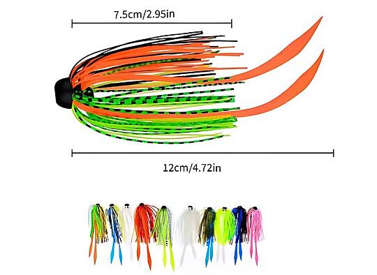 HOKKAIDO STRIKE 10 Adet,Farklı Renklerde,Glow,Simli,2.25 Gram,Tai Rubber,Fly,Jig Head Etek,