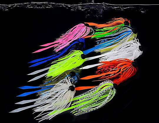HOKKAIDO STRIKE 10 Adet,Farklı Renklerde,Glow,Simli,2.25 Gram,Tai Rubber,Fly,Jig Head Etek, - 2